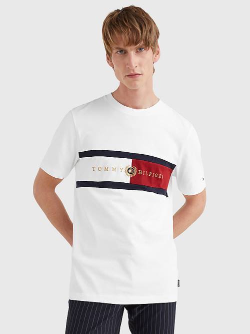 Koszulki Tommy Hilfiger Icons Crest Męskie Białe | TH536RKU