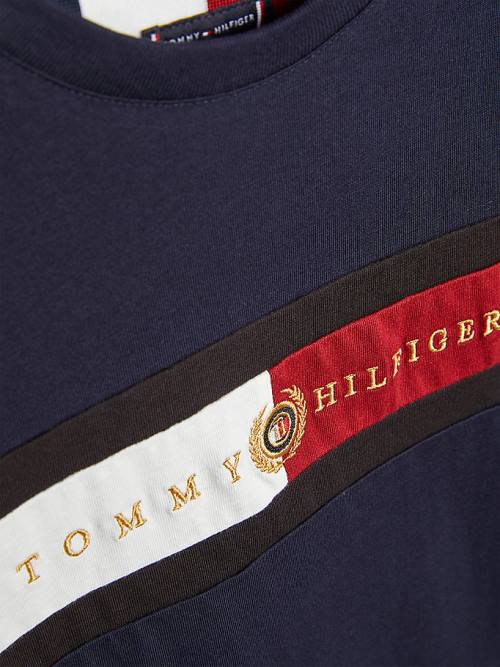 Koszulki Tommy Hilfiger Icons Organic Bawełniane Logo Chłopięce Niebieskie | TH968RFH