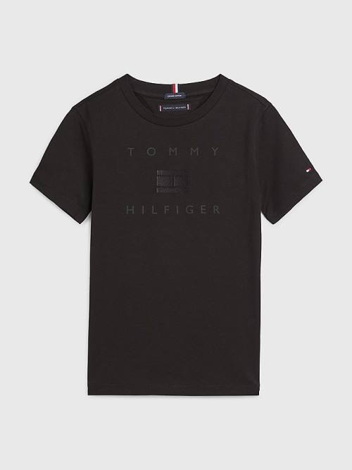 Koszulki Tommy Hilfiger Logo Chłopięce Czarne | TH078LTG