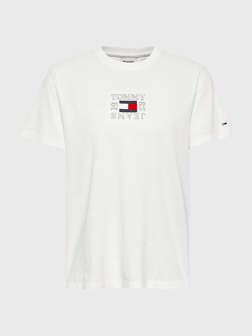 Koszulki Tommy Hilfiger Logo Relaxed Fit Damskie Białe | TH895QSK