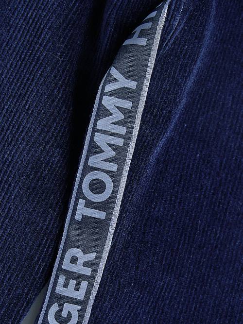 Koszulki Tommy Hilfiger Logo Tape Corduroy Long Sleeve Dziewczynka Niebieskie | TH142KSL