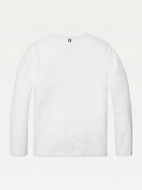 Koszulki Tommy Hilfiger Long-Sleeve Organic Bawełniane Chłopięce Białe | TH516GIJ