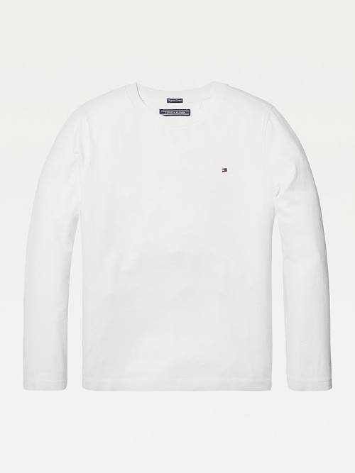 Koszulki Tommy Hilfiger Long-Sleeve Organic Bawełniane Chłopięce Białe | TH516GIJ