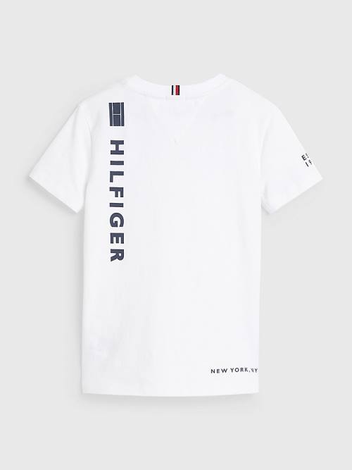 Koszulki Tommy Hilfiger Organic Bawełniane Multi-Logo Chłopięce Białe | TH083WGJ