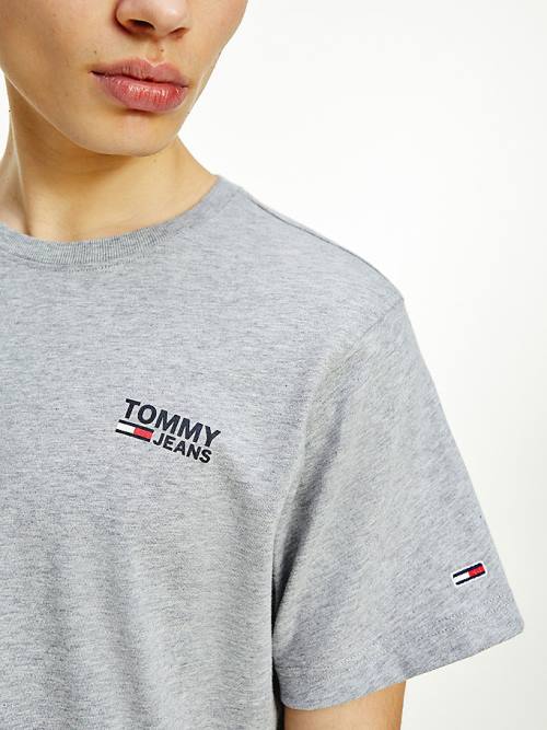 Koszulki Tommy Hilfiger Organic Bawełniane Logo Męskie Szare | TH203UJK