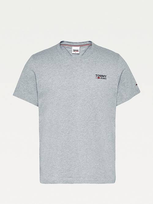 Koszulki Tommy Hilfiger Organic Bawełniane Logo Męskie Szare | TH203UJK