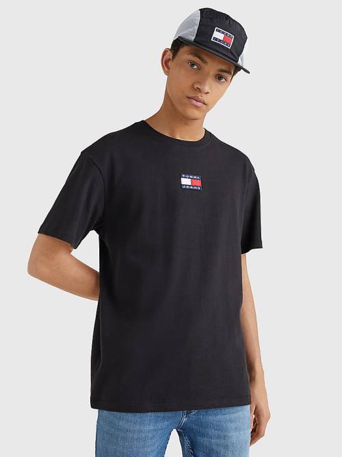 Koszulki Tommy Hilfiger Organic Bawełniane Badge Męskie Czarne | TH237RDI