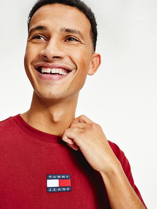 Koszulki Tommy Hilfiger Organic Bawełniane Badge Męskie Czerwone | TH403EXY