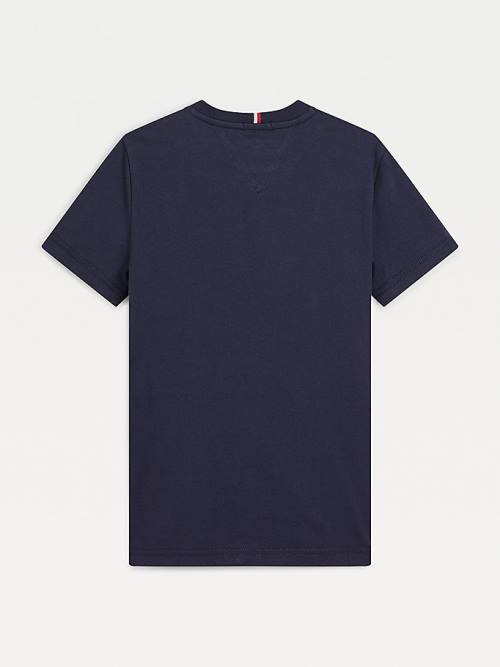 Koszulki Tommy Hilfiger Organic Bawełniane Embossed Logo Chłopięce Niebieskie | TH521YSL