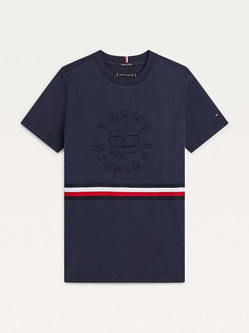 Koszulki Tommy Hilfiger Organic Bawełniane Embossed Logo Chłopięce Niebieskie | TH521YSL