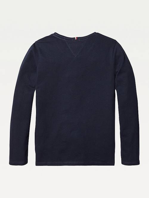 Koszulki Tommy Hilfiger Organic Bawełniane Long Sleeve Top Dziewczynka Niebieskie | TH579UGP