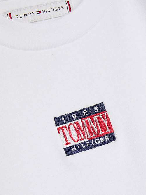 Koszulki Tommy Hilfiger Organic Bawełniane Ribbed Crop Dziewczynka Białe | TH741WPQ