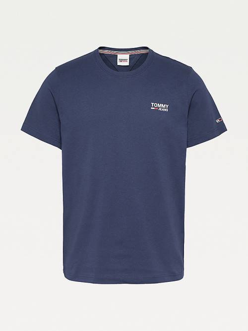 Koszulki Tommy Hilfiger Organic Bawełniane Logo Męskie Niebieskie | TH973LRC