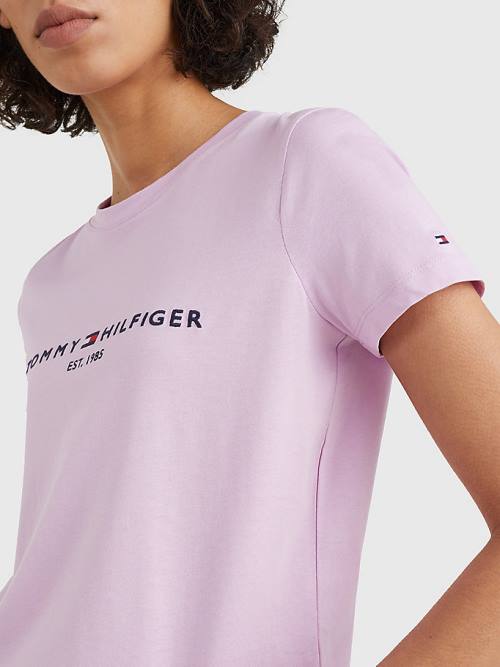 Koszulki Tommy Hilfiger Pure Organic Bawełniane Logo Damskie Fioletowe | TH762STN