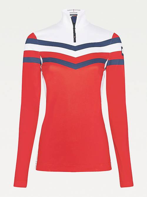 Koszulki Tommy Hilfiger Rossignol Long Sleeve Base Layer Damskie Czerwone | TH049ZMJ