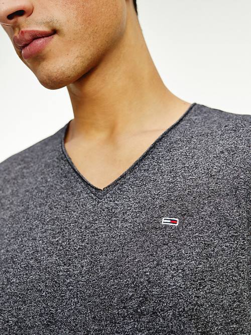 Koszulki Tommy Hilfiger Slim Fit V-Neck Męskie Czarne | TH325KWJ