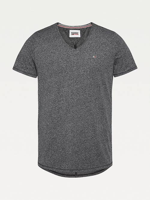 Koszulki Tommy Hilfiger Slim Fit V-Neck Męskie Czarne | TH325KWJ