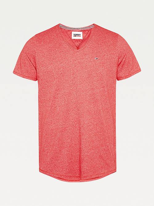 Koszulki Tommy Hilfiger Slim Fit V-Neck Męskie Czerwone | TH435YJR