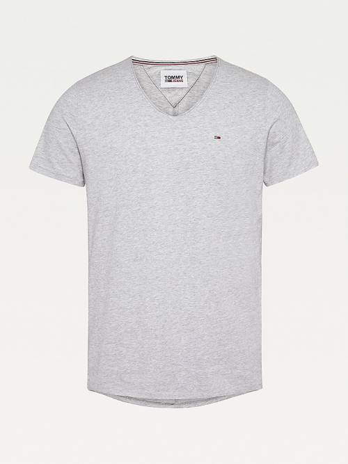 Koszulki Tommy Hilfiger Slim Fit V-Neck Męskie Szare | TH491GMH