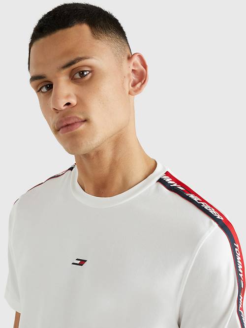 Koszulki Tommy Hilfiger Sportowe Logo Tape Męskie Białe | TH681QZF