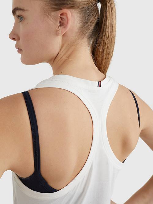 Koszulki Tommy Hilfiger Sportowe Organic Bawełniane Tank Top Damskie Białe | TH123CFU