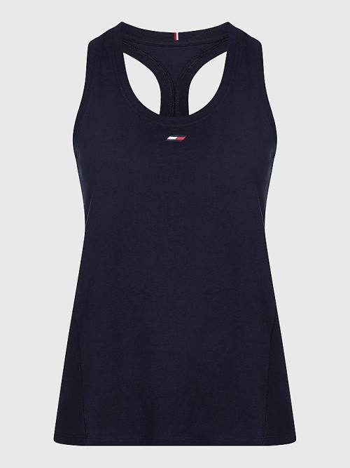 Koszulki Tommy Hilfiger Sportowe Organic Bawełniane Tank Top Damskie Niebieskie | TH586ICO