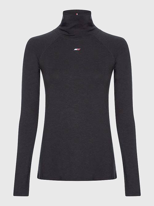 Koszulki Tommy Hilfiger Sportowe Performance Merino Long Sleeve Damskie Czarne | TH176UWJ