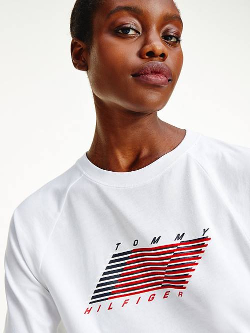 Koszulki Tommy Hilfiger Sportowe TH Cool Organic Bawełniane Damskie Białe | TH106VQR