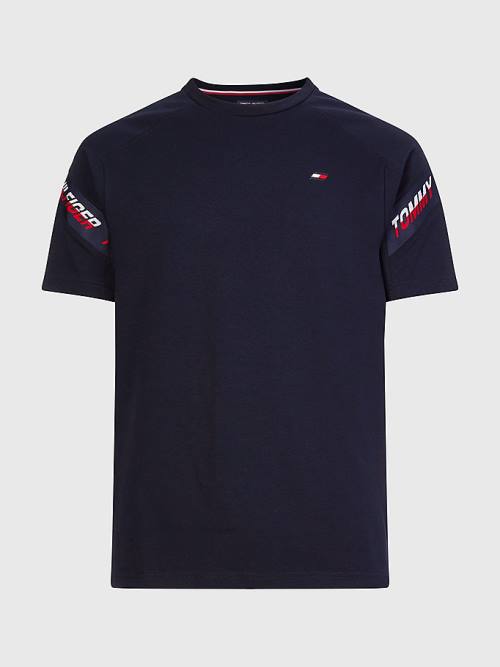 Koszulki Tommy Hilfiger Sportowe TH Cool Tape Męskie Niebieskie | TH352FDP