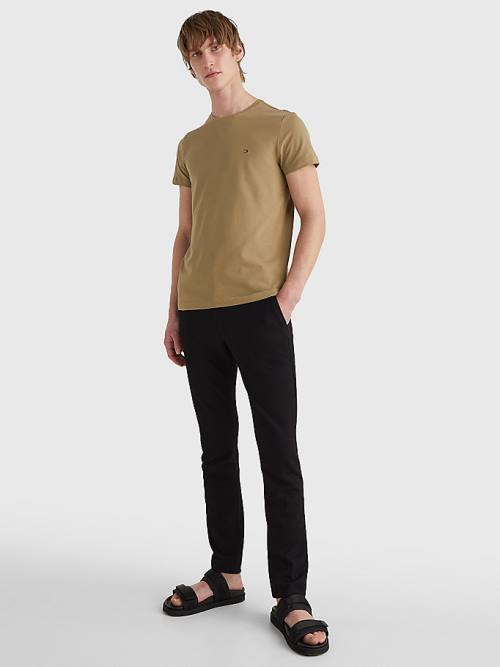 Koszulki Tommy Hilfiger Stretch Organic Bawełniane Slim Fit Męskie Brązowe | TH791UDH