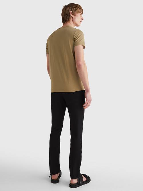 Koszulki Tommy Hilfiger Stretch Organic Bawełniane Slim Fit Męskie Brązowe | TH791UDH