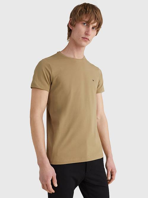 Koszulki Tommy Hilfiger Stretch Organic Bawełniane Slim Fit Męskie Brązowe | TH791UDH