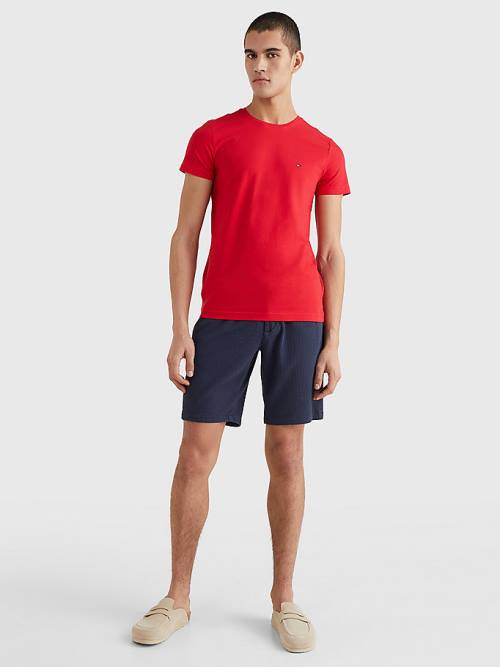 Koszulki Tommy Hilfiger Stretch Organic Bawełniane Slim Fit Męskie Czerwone | TH937THO