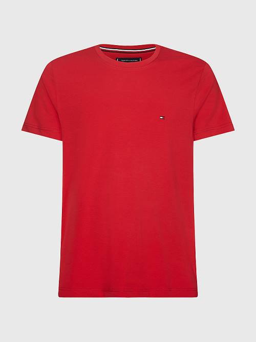 Koszulki Tommy Hilfiger Stretch Organic Bawełniane Slim Fit Męskie Czerwone | TH937THO