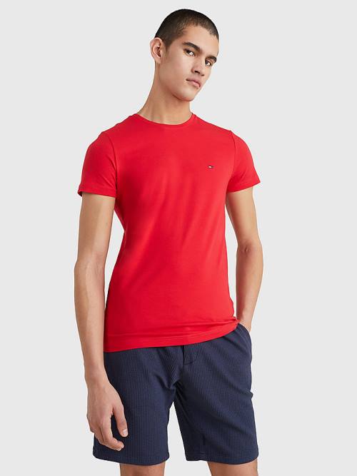 Koszulki Tommy Hilfiger Stretch Organic Bawełniane Slim Fit Męskie Czerwone | TH937THO