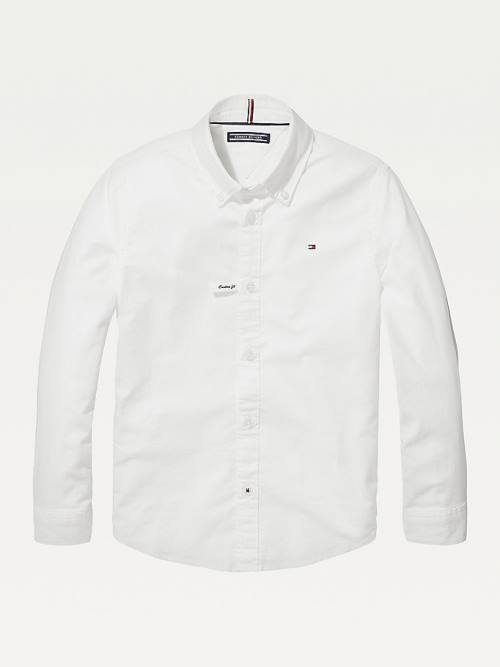 Koszulki Tommy Hilfiger Stretch Oxford Shirt Dziewczynka Białe | TH012XLM