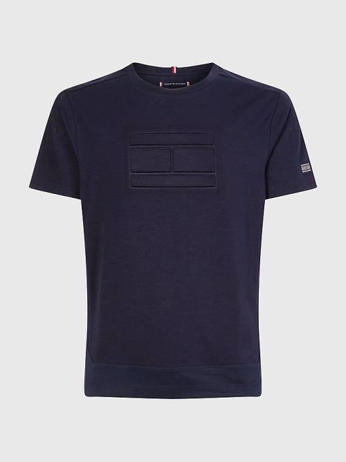 Koszulki Tommy Hilfiger TH Flex Tech Essentials Flag Męskie Niebieskie | TH589DKI