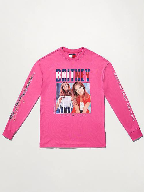 Koszulki Tommy Hilfiger Tommy Revisited Long Sleeve Britney Oversized Damskie Różowe | TH971HQF