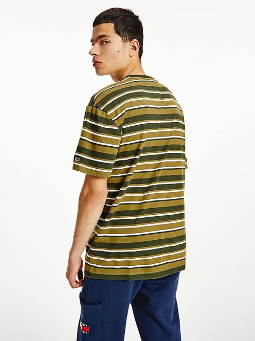 Koszulki Tommy Hilfiger Tonal Stripe Męskie Zielone | TH472NBJ