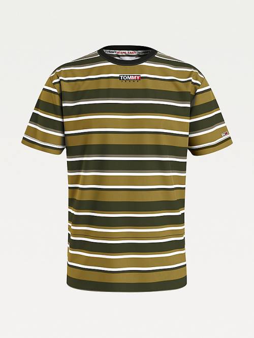 Koszulki Tommy Hilfiger Tonal Stripe Męskie Zielone | TH472NBJ