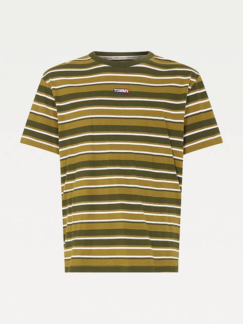 Koszulki Tommy Hilfiger Tonal Stripe Męskie Zielone | TH472NBJ