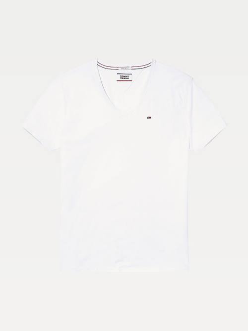 Koszulki Tommy Hilfiger V-Neck Męskie Białe | TH973VQR