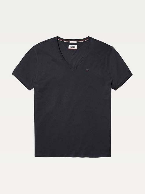 Koszulki Tommy Hilfiger V-Neck Męskie Czarne | TH127MRW