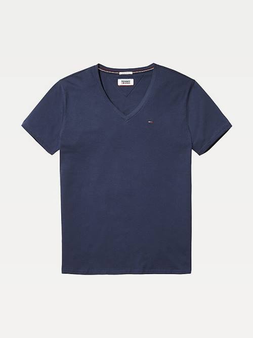 Koszulki Tommy Hilfiger V-Neck Męskie Niebieskie | TH549NYH