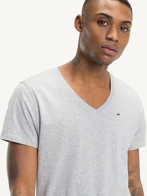 Koszulki Tommy Hilfiger V-Neck Męskie Szare | TH205XOC