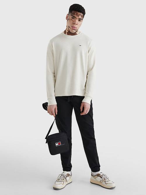 Koszulki Tommy Hilfiger Waffle Crew Neck Long Sleeve Top Męskie Białe | TH901HAI