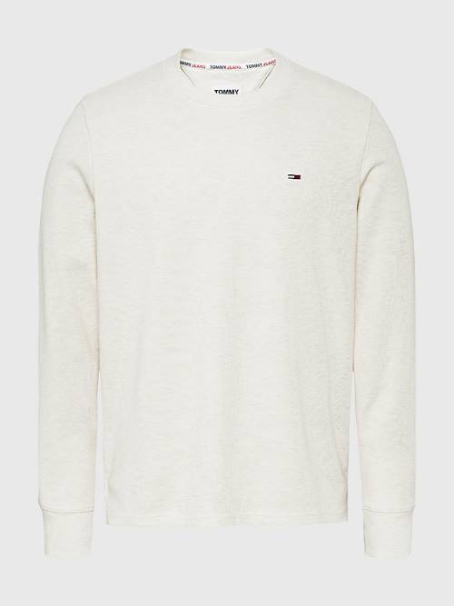 Koszulki Tommy Hilfiger Waffle Crew Neck Long Sleeve Top Męskie Białe | TH901HAI