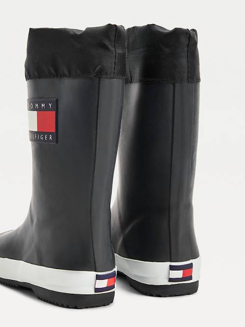 Kozaki Tommy Hilfiger Flag Toggle Rain Chłopięce Czarne | TH321JMB