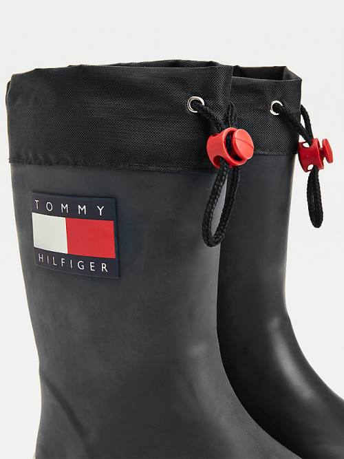 Kozaki Tommy Hilfiger Flag Toggle Rain Chłopięce Czarne | TH321JMB