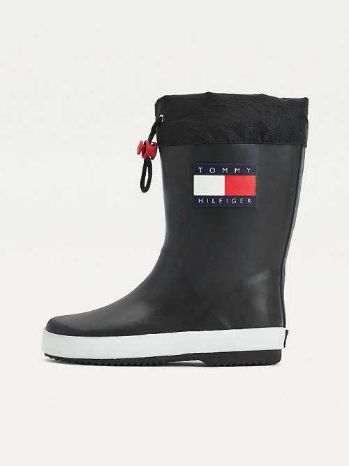 Kozaki Tommy Hilfiger Flag Toggle Rain Chłopięce Czarne | TH321JMB